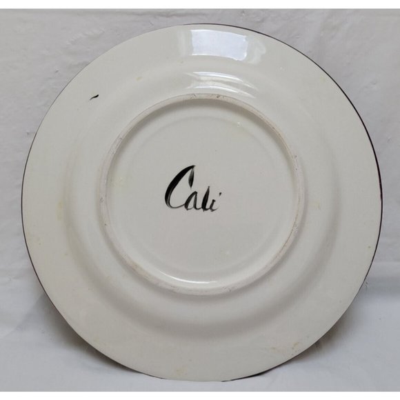 Vintage Cali Ceramic Pottery Serving Plate w/ Attached Bowl  - Olive Design - 1B - Picture 14 of 14